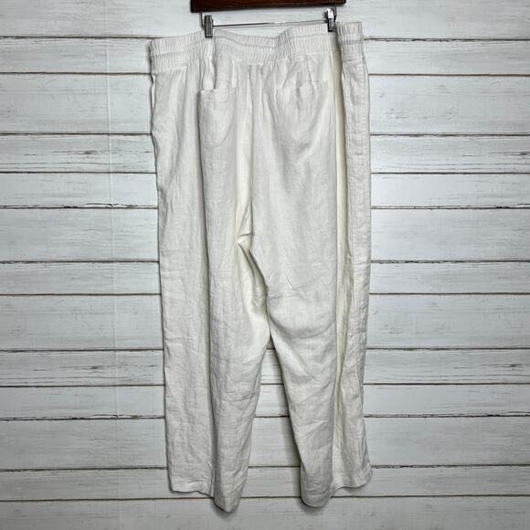 Athleta Cabo Linen Wide Leg Pants White Plus Size 24 - Picture 3 of 11